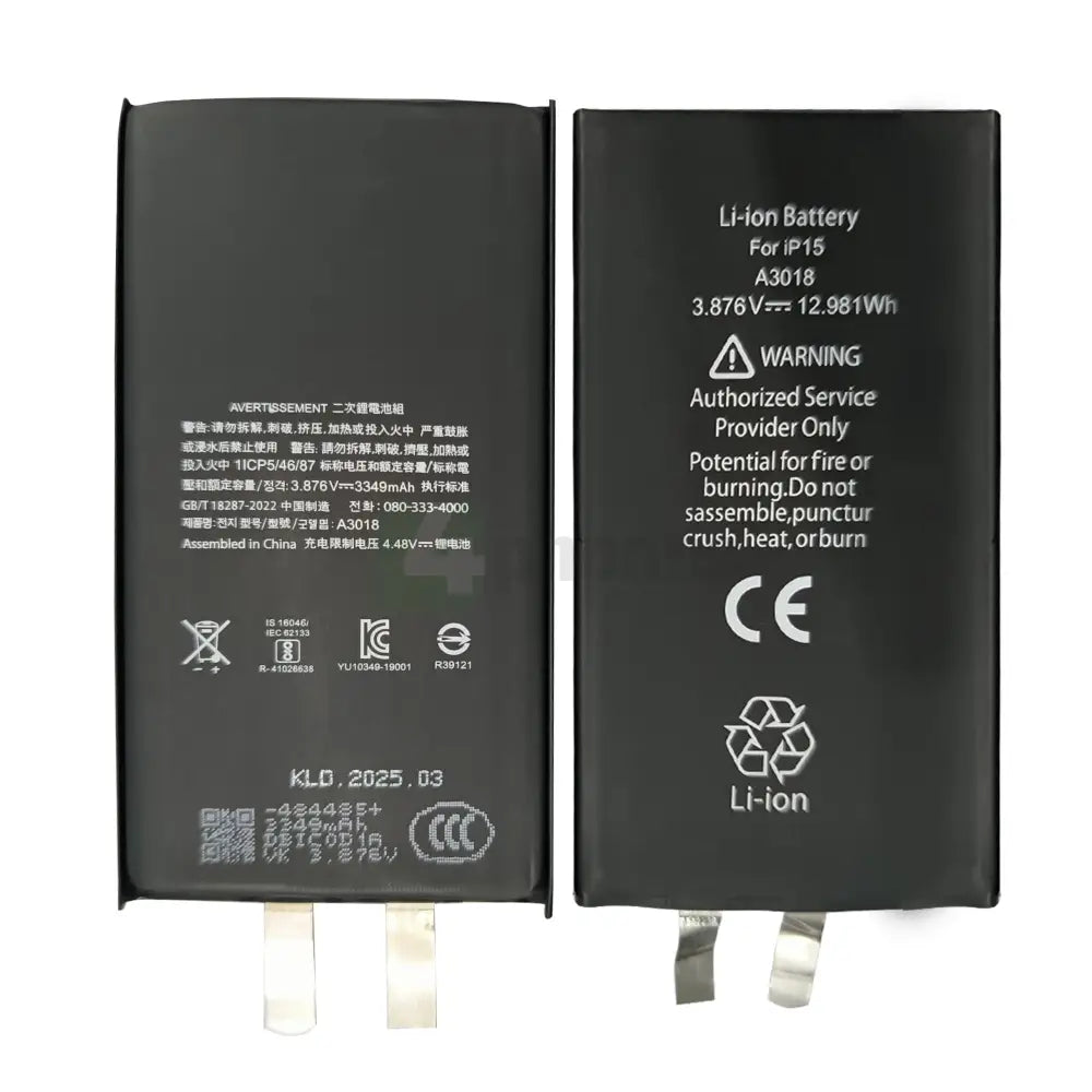 For iPhone 15 Battery (Spot Welding Required) 3349mAh No BMS / IC